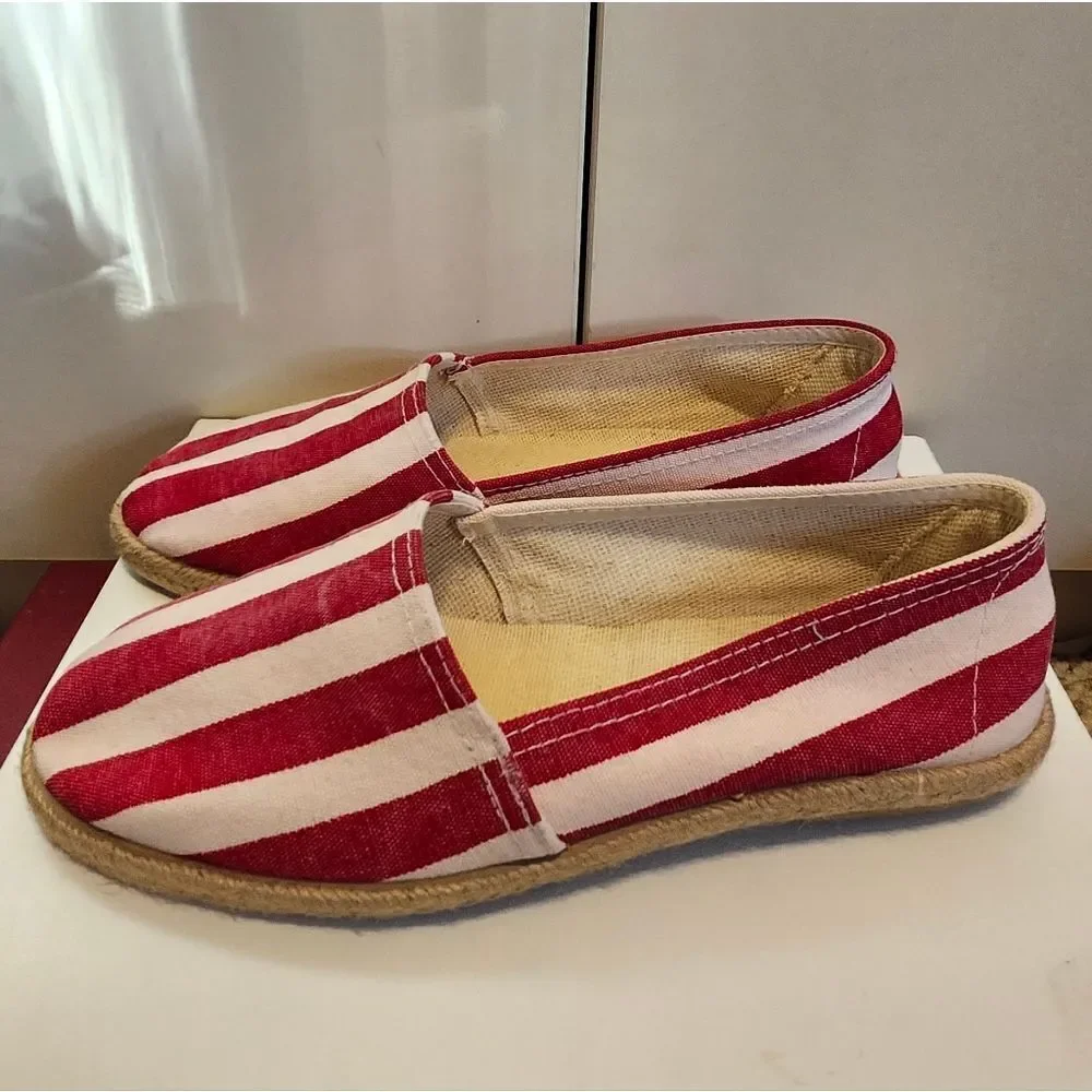 Neiman Marcus Classic Red/White Striped Espadrilles Made Spain Sz.9/40 EU $175